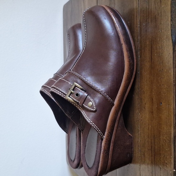Vintage Nickels Brown Leather Clogs Mules Comfort Shoes Size 8.5 - Picture 5 of 9